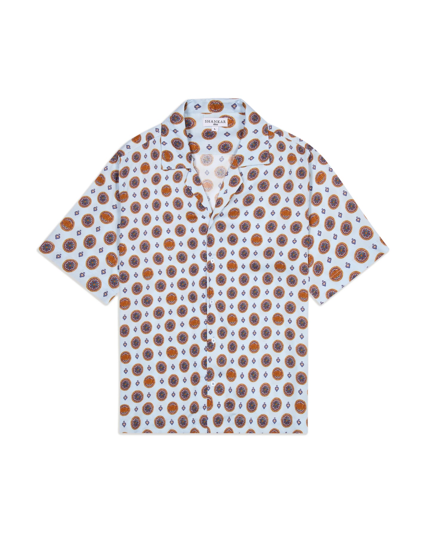 The Mughal Painted Shirt – Half-Sleeve – Blue