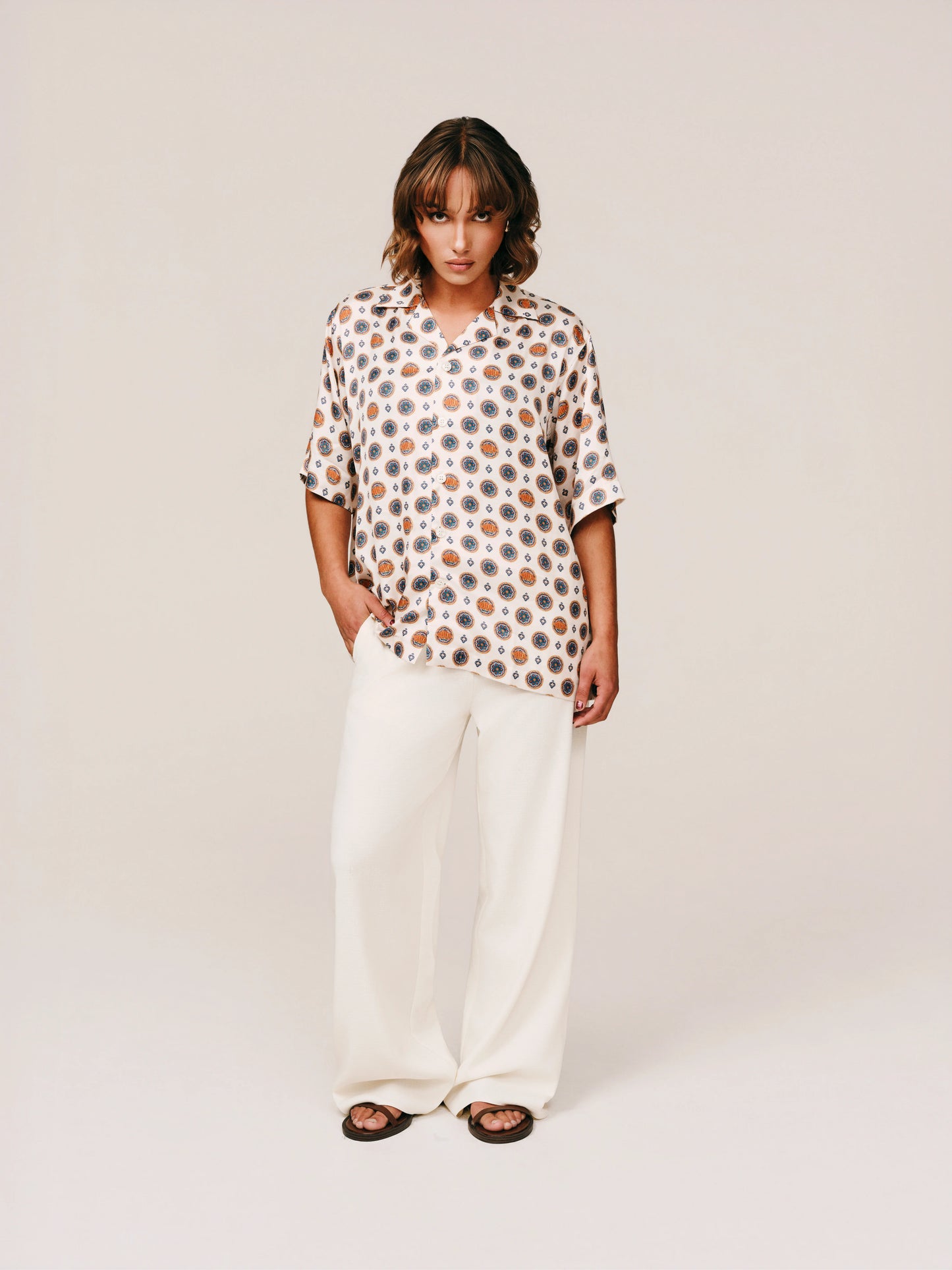The Mughal Painted Shirt – Half-Sleeve - White