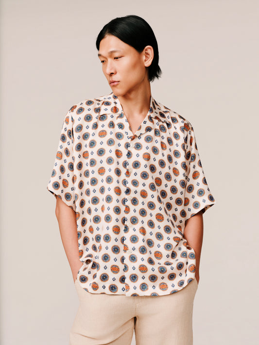 The Mughal Painted Shirt – Half-Sleeve - White